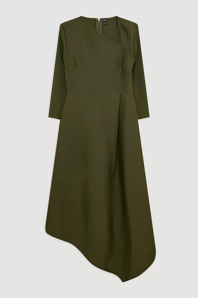 Figure Form Bandage Asymmetric Hem Knit Midi Dress | Karen Figure Form Bandage Asymmetric Hem Knit Midi Dress | Karen