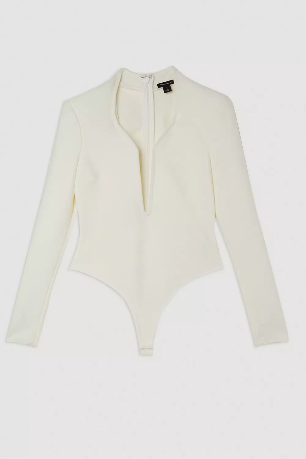 Cream Figure Form Bandage Plunge Knit Top alternative image