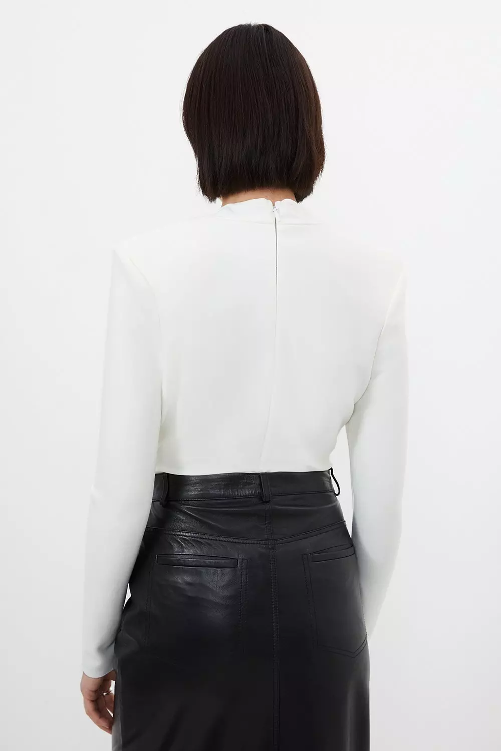Cream Figure Form Bandage Plunge Knit Top alternative image