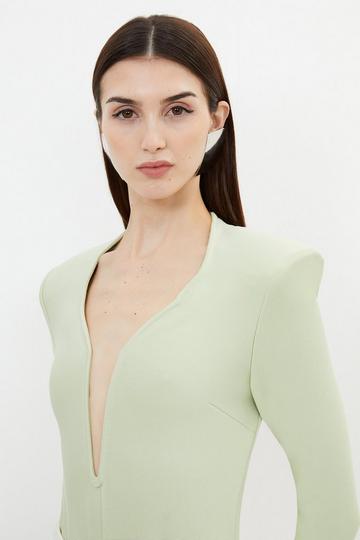 Figure Form Bandage Plunge Knit Top sage