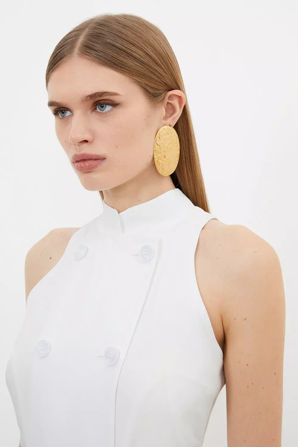 Premium Tailored Linen Double Breasted Belted Midi Dress