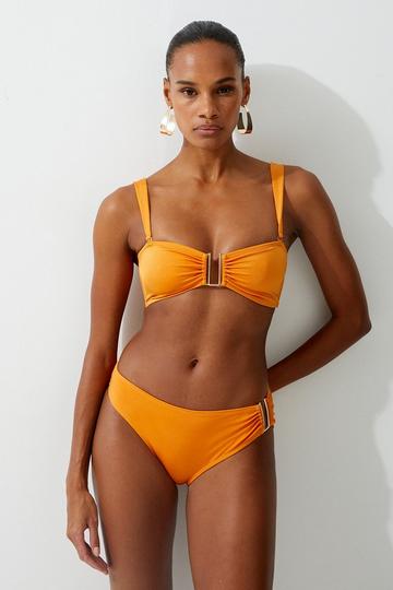 Slinky Trim Detail Detachable Strap Bikini Top orange