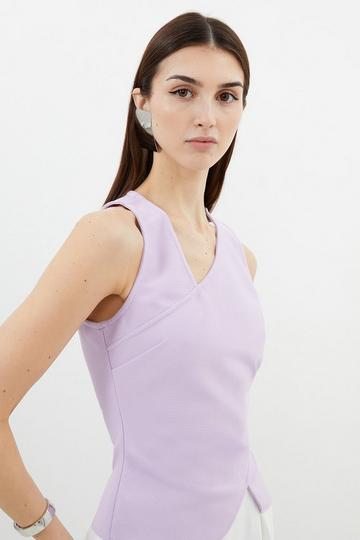 Figure Form Bandage Asymmetric Knit Top lilac