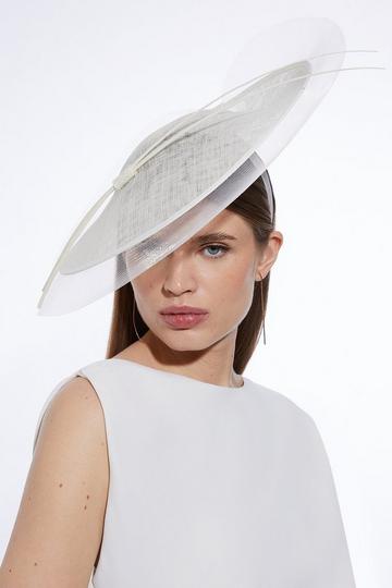 Layered Mesh Detail Headband Fascinator ivory