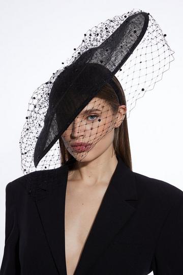 Pearl Detail Mesh Fascinator black