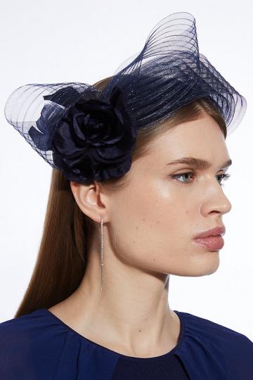 Bow Detail Headband Fascinator navy