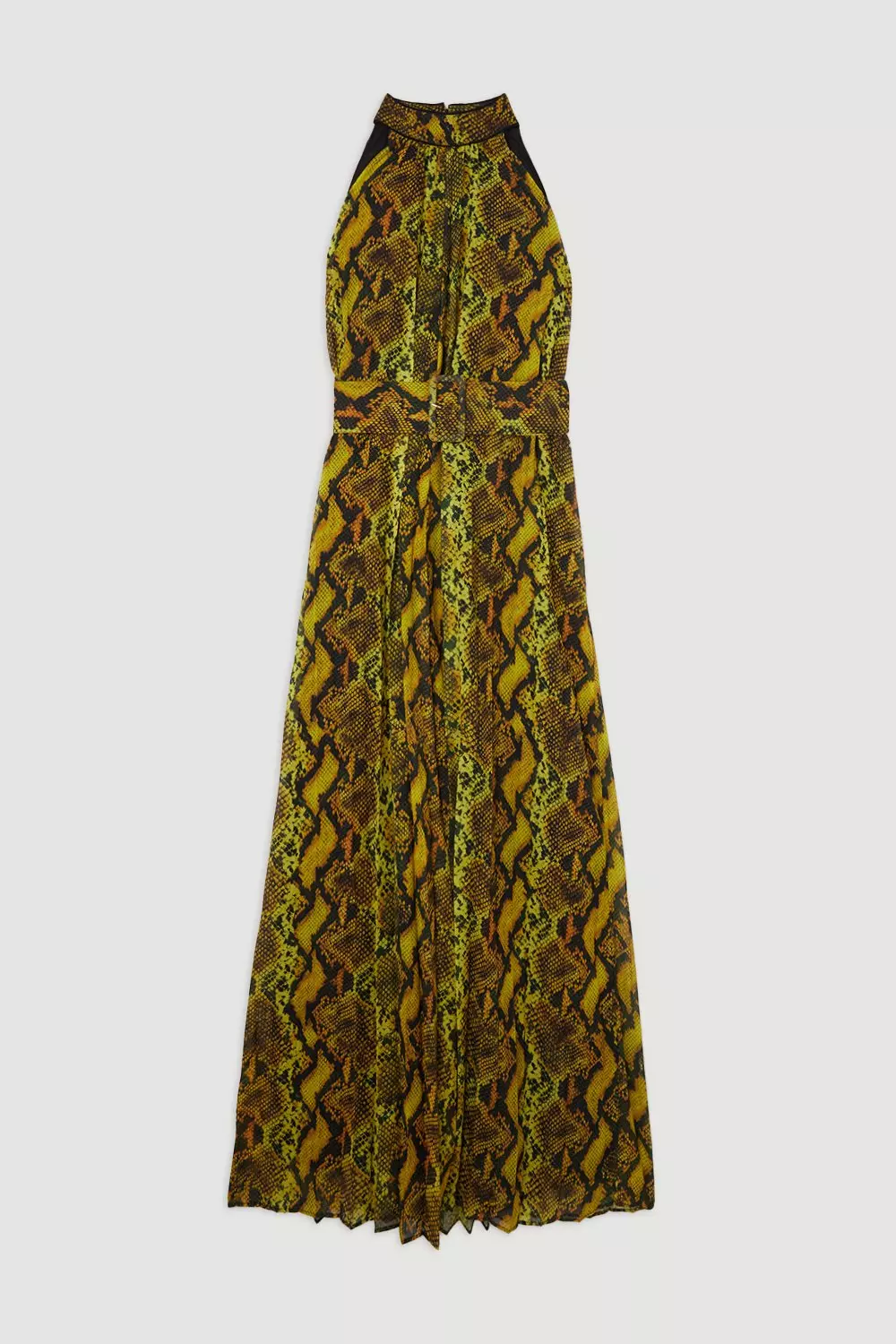 Snake Print Georgette Woven Halter Pleated Jumpsuit Karen Millen