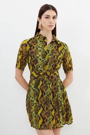 Snake Print Georgette Woven Shirt Mini Dress snake