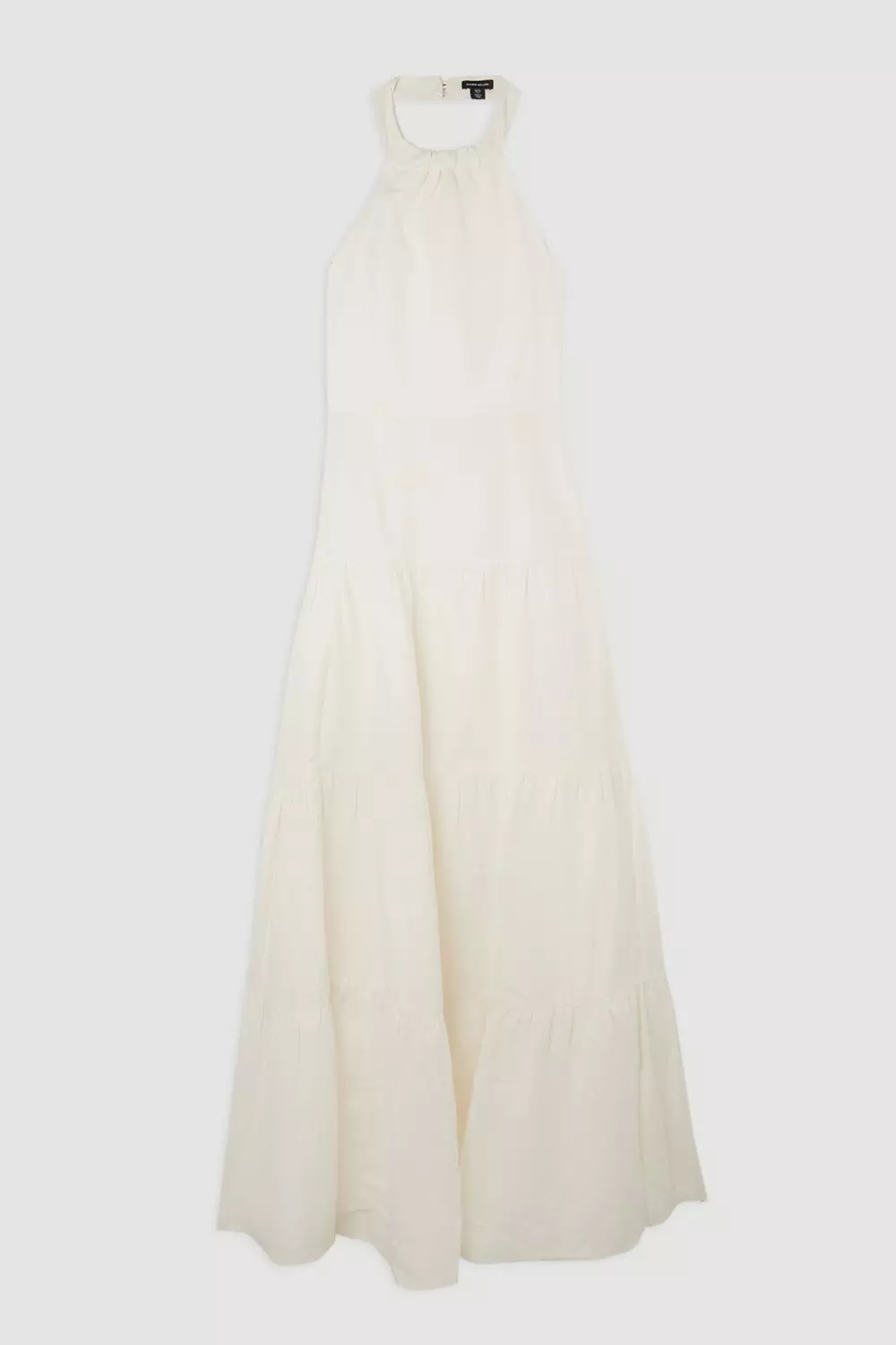 Petite Viscose Linen Woven Tiered Halter Maxi Dress | Karen