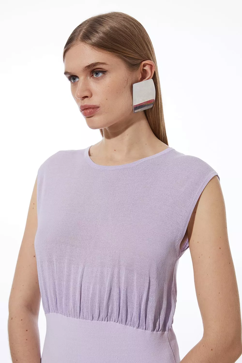 安心追跡【KAREN MILLEN】クレープ ストライプ シャツドレス Figure Form Bandage Cross Front Knit Top | Karen Millen