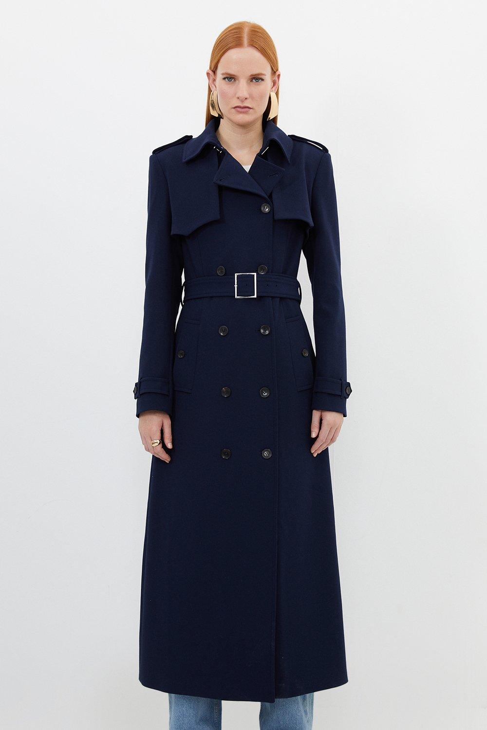 Compact Stretch Tailored Belted Trench Coat | Karen Millen