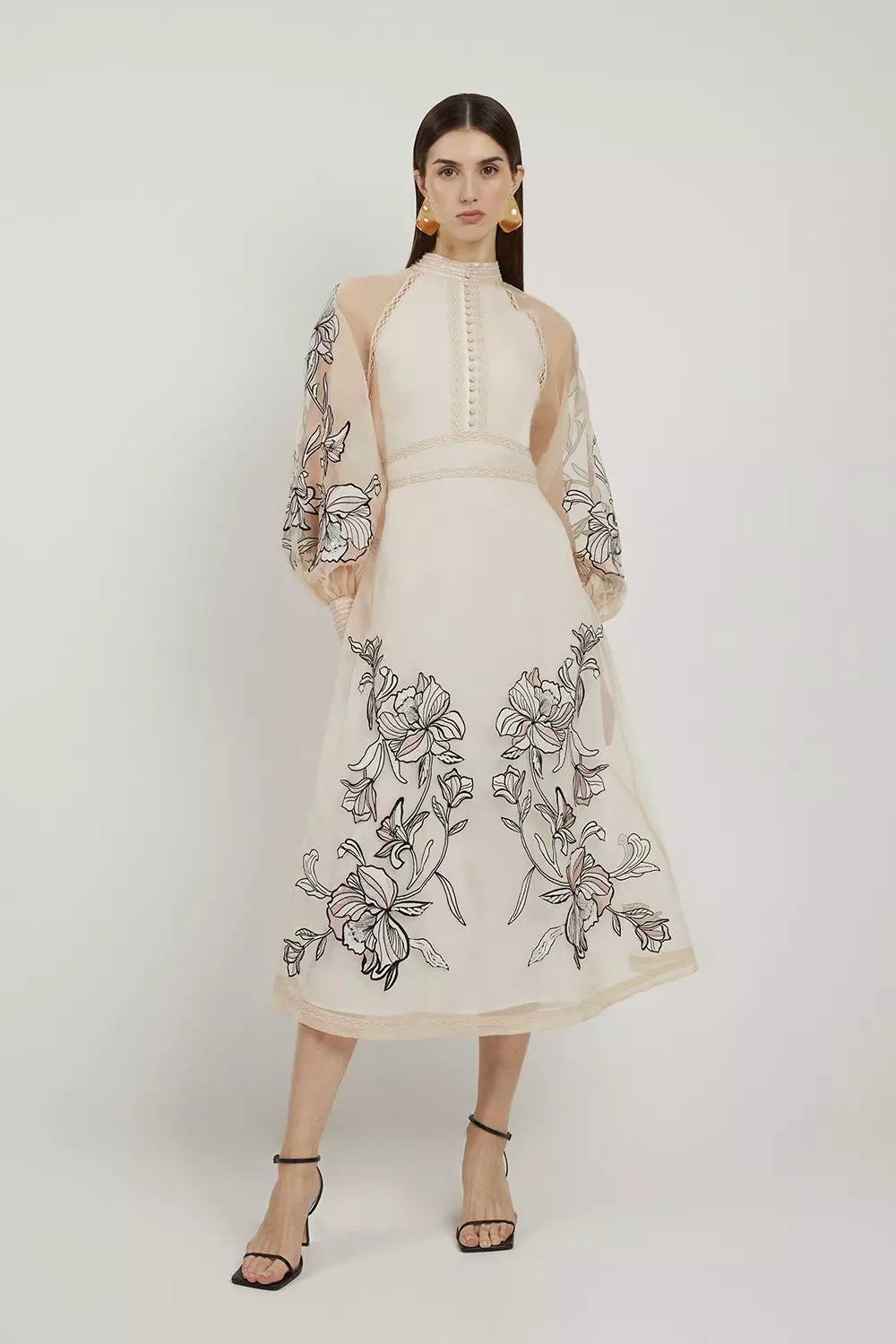 特価/完売前に【Karen Millen】Petite Floral Organdie ドレス bkk16939_ivory_xl?$
