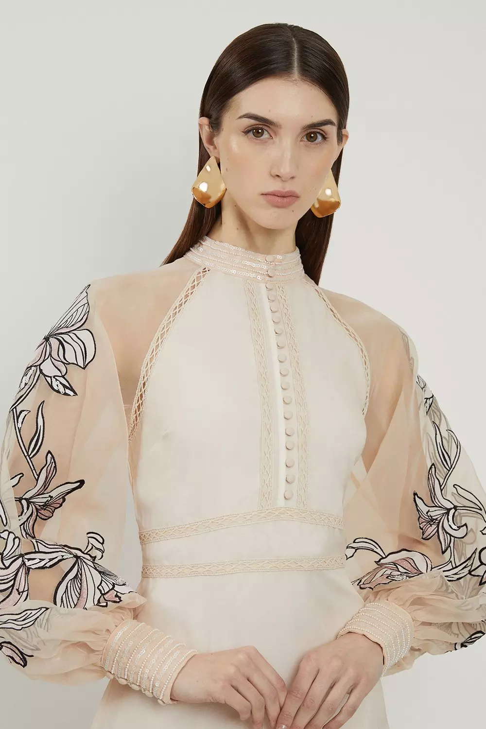 特価/完売前に【Karen Millen】Petite Floral Organdie ドレス bkk16939_ivory_xl?$