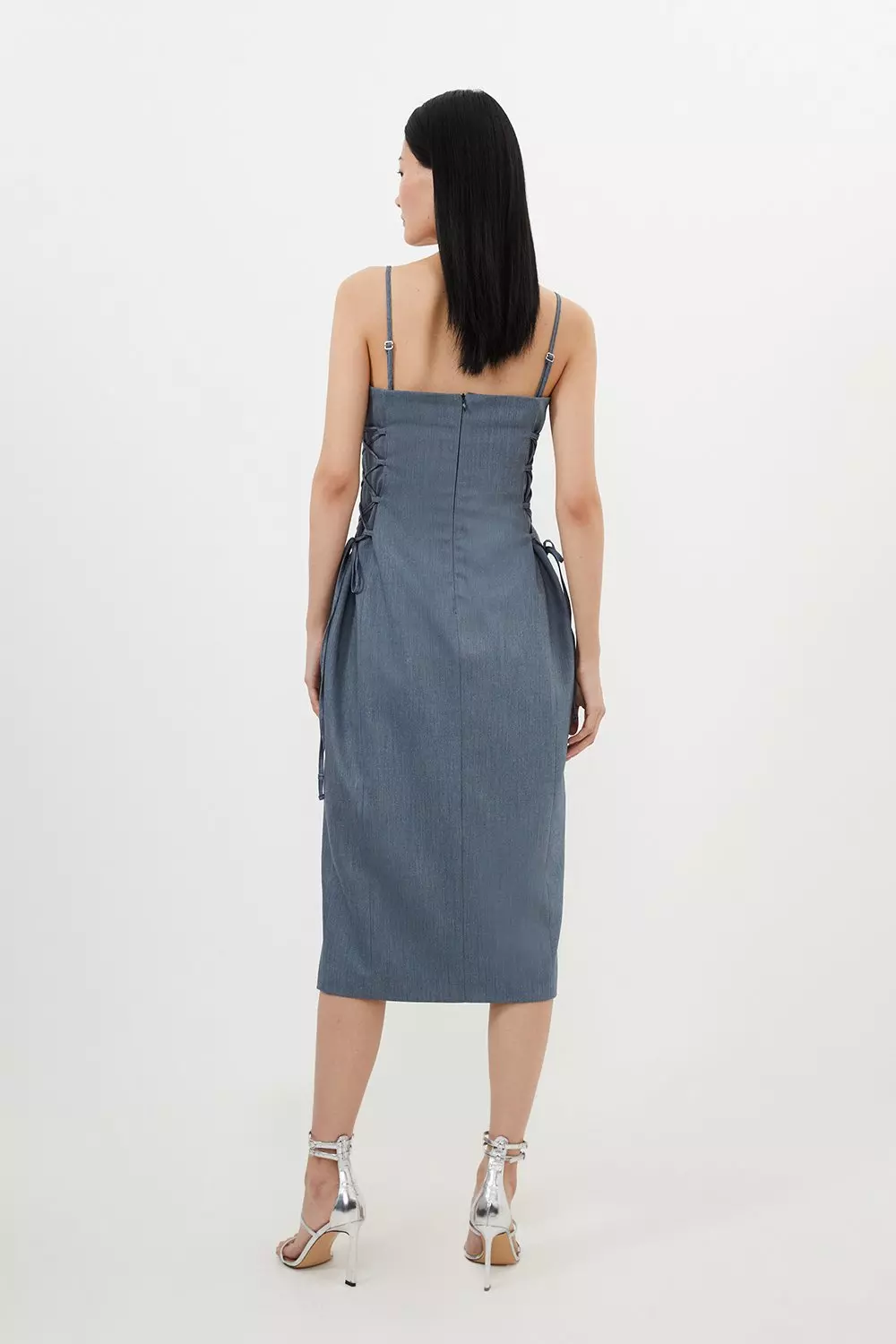 karenmillen ワンショルダータイネック Compact Stretch Viscose Tailored Square Neck Maxi Dress
