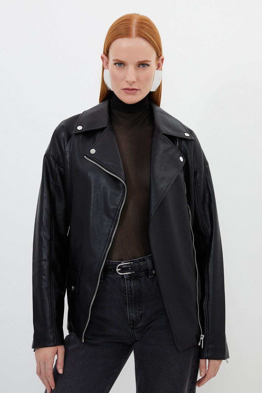 Faux Leather Biker Jacket Karen Millen