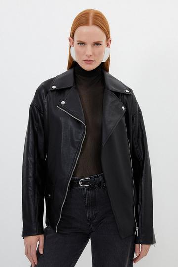 Faux Leather Biker Jacket black