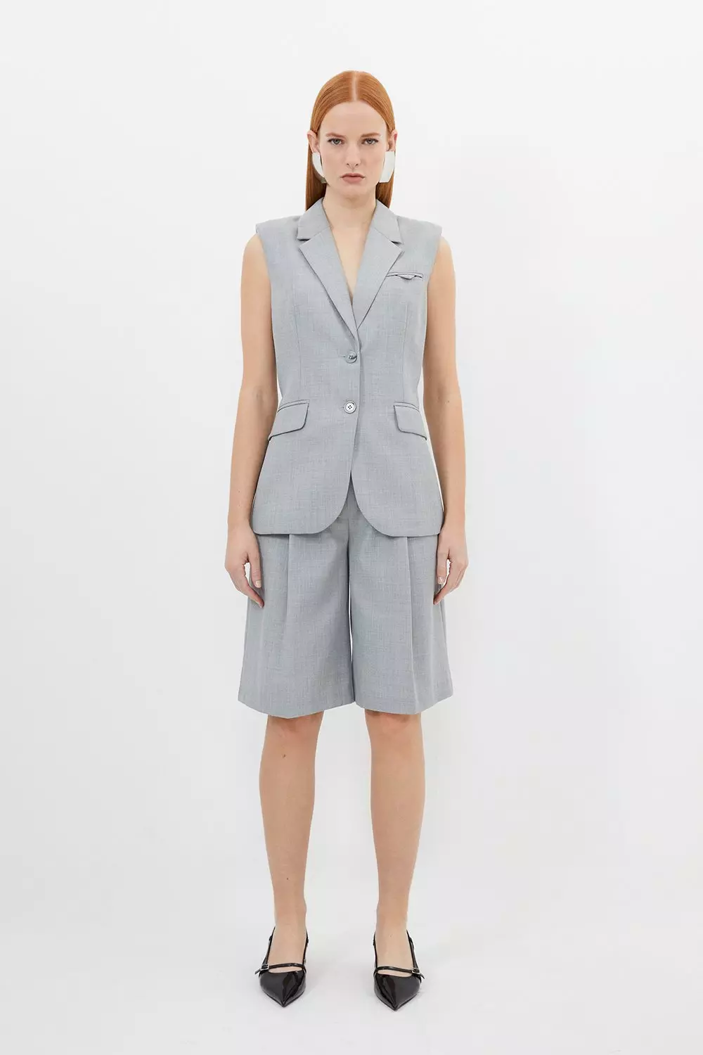 Wool Blend Tailored Long Shorts alternative image