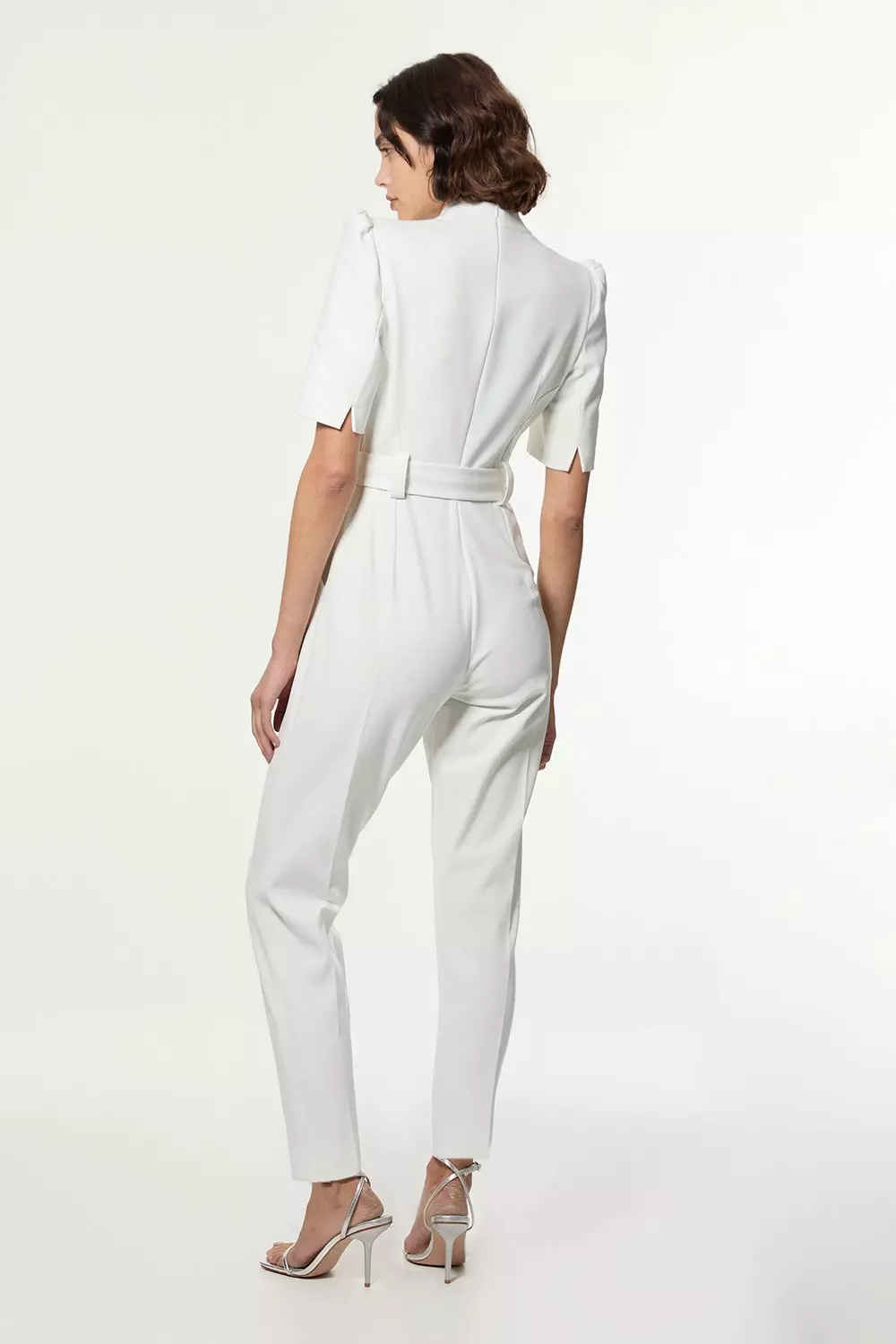 Ivory Structured Crepe Forever Belted Jumpsuit alternative image