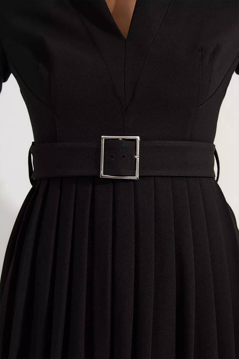 Petite Tailored Structured Crepe Forever Pleat Midi Dress