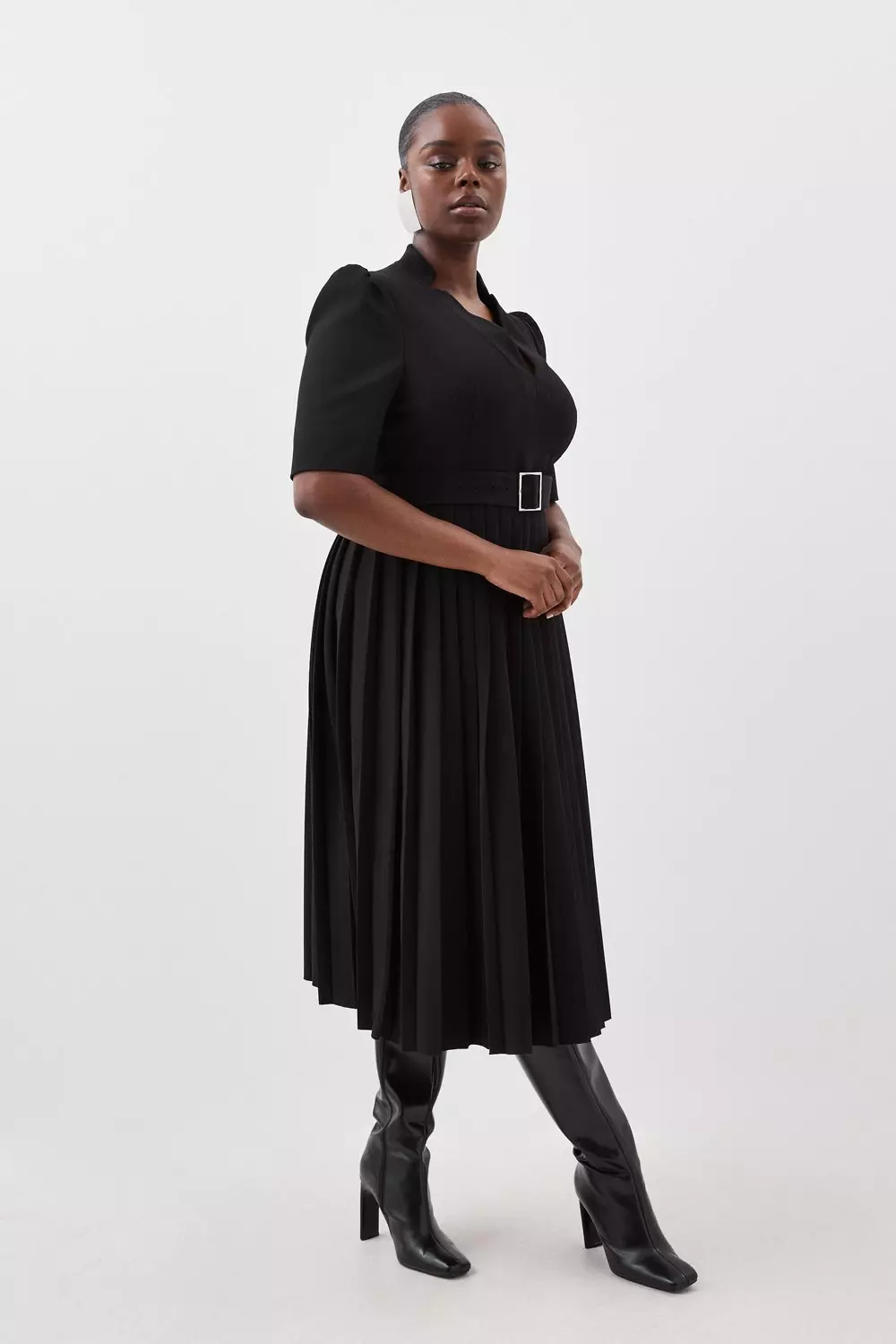 関税送料込★SALE★完売間近ラスト★KarenMillen★Pleatedドレス Plus Size Structured Crepe Forever Pleat Dress | Karen Millen