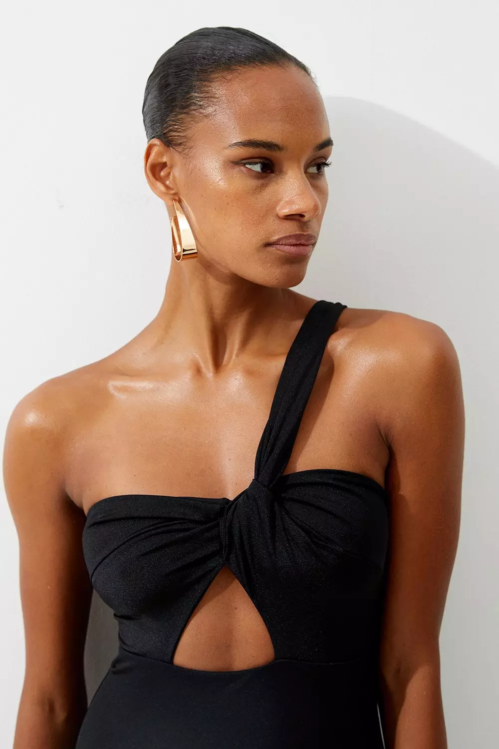 Slinky Cut Out Asymmetric Swimsuit | Karen Millen
