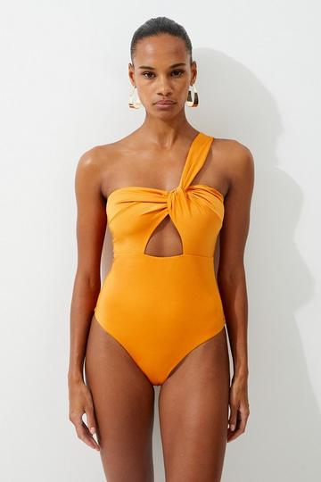 Slinky Cut Out Asymmetric Swimsuit orange