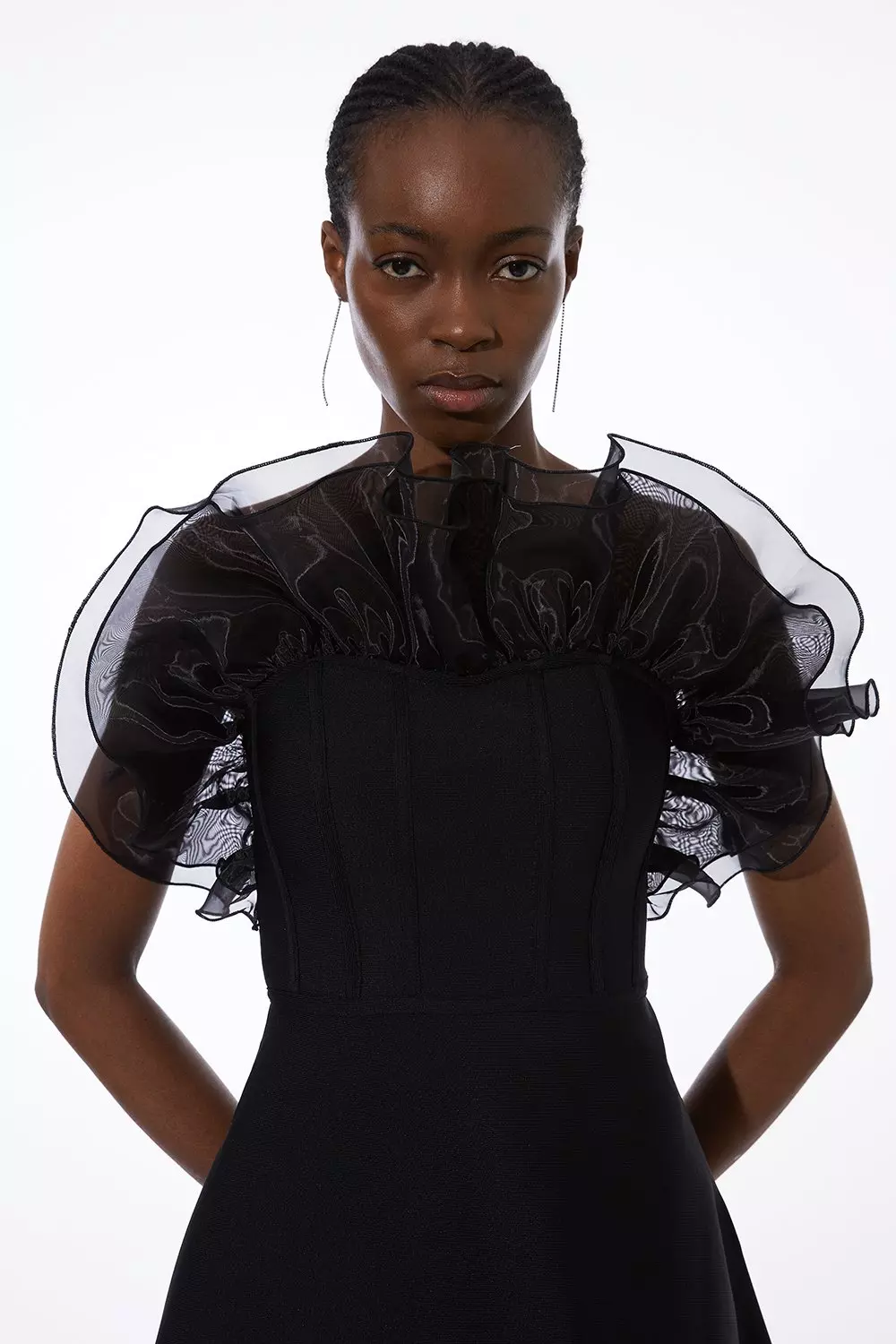 Textured Rosette Bow Belted Pencil Dress | Karen Millen