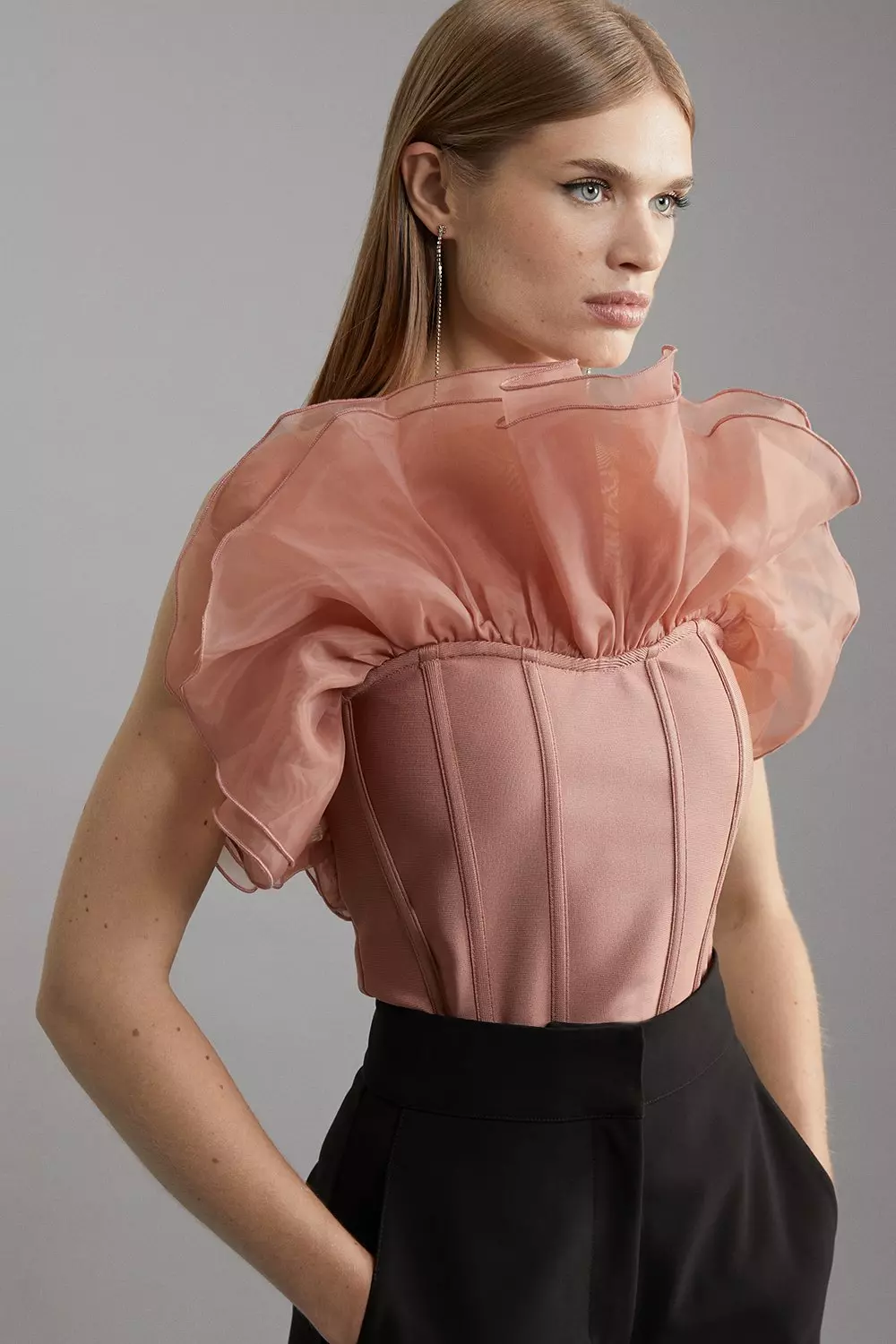 関送込【KAREN MILLEN】プチハンマー加工サテンカウルドレス bkk16985_rose_xl?$