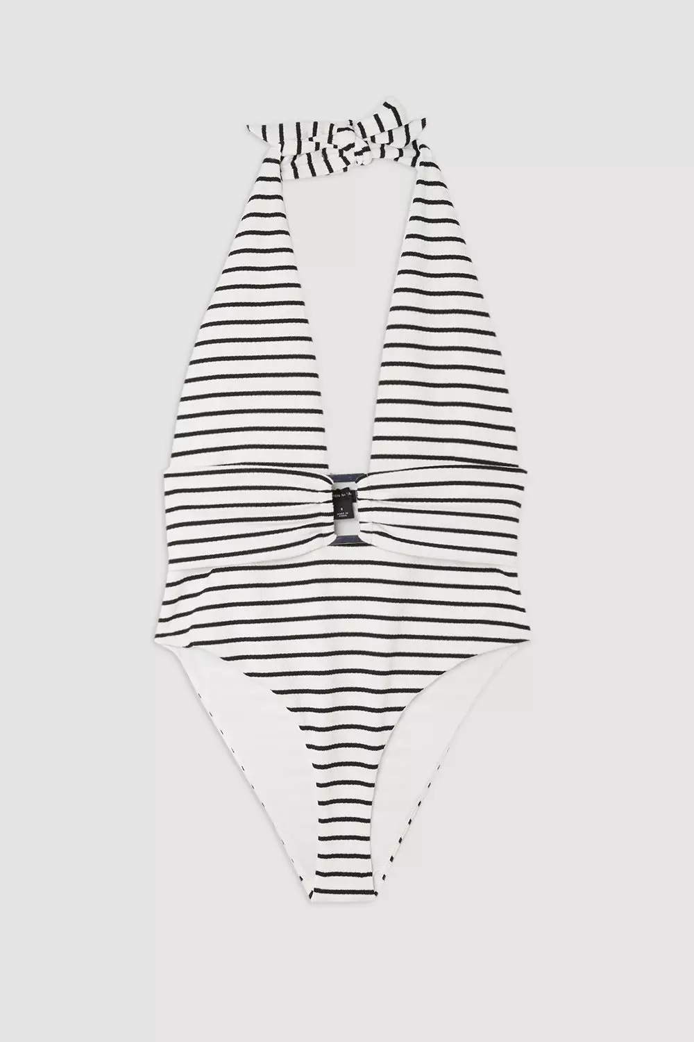 Tall Textured Stripe Trim Detail High Cut Swimsuit | Karen