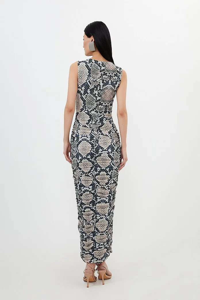 Petite Snake Mesh Jersey Sleeveless Maxi Dress | Karen Millen Petite Snake Mesh Jersey Sleeveless Maxi Dress | Karen Millen