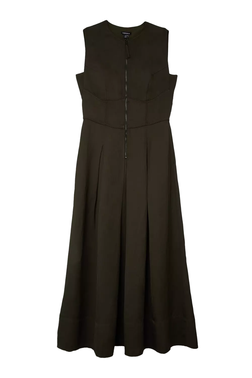 Premium Linen Twill Woven Sleeveless Maxi Dress | Karen Millen