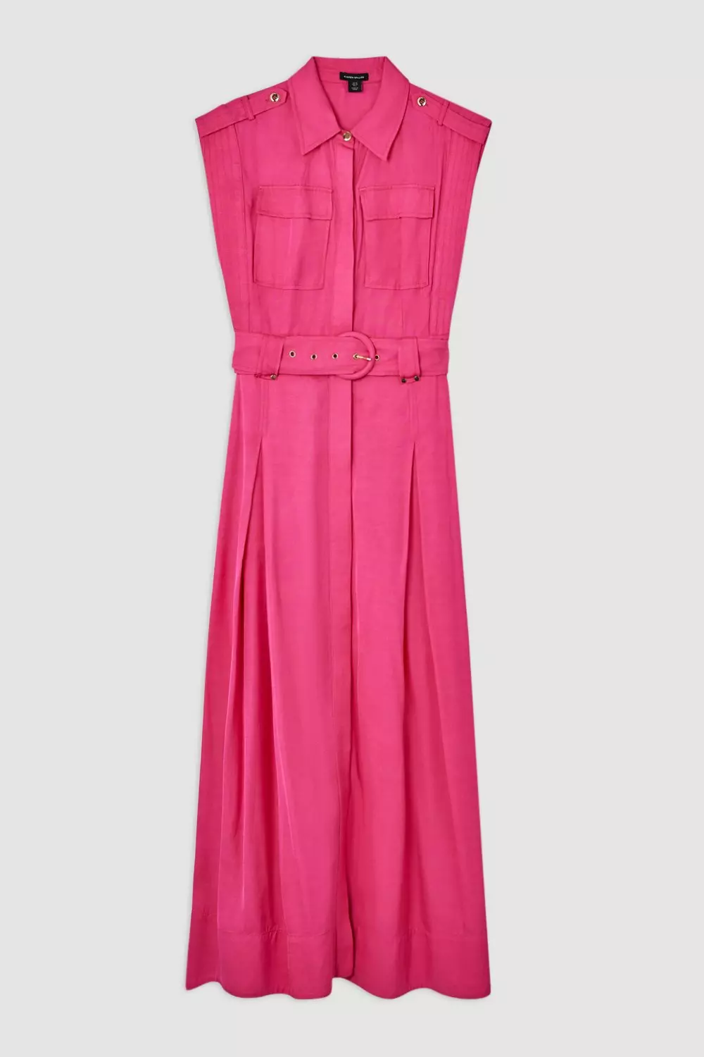 Magenta Premium Viscose Linen Topstitch Maxi Dress alternative image