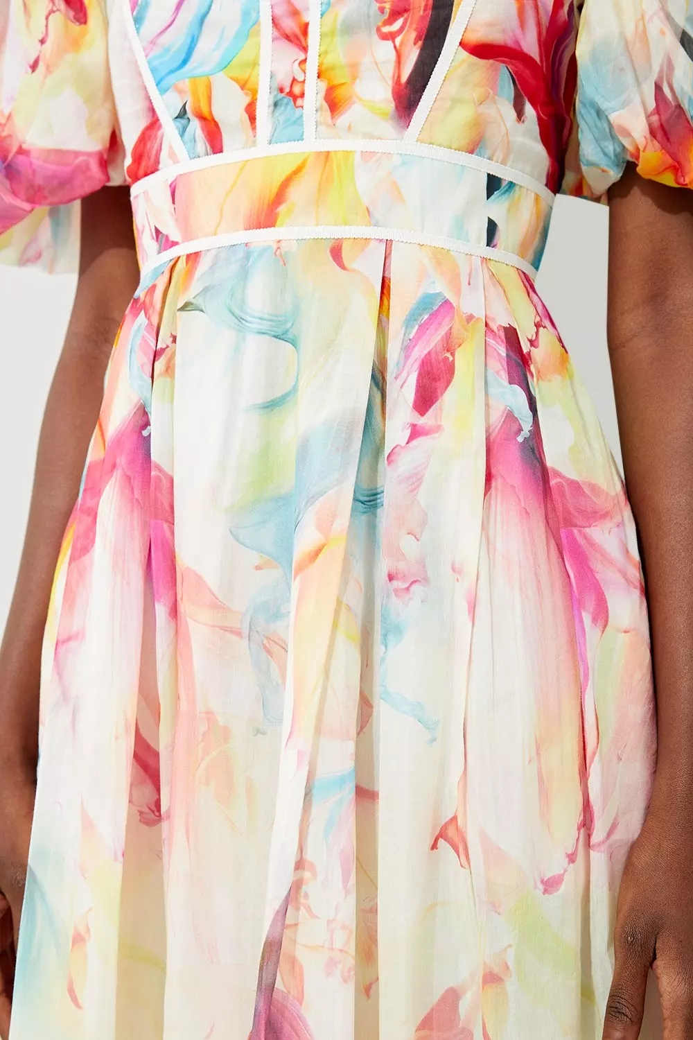 Ombre Floral Silk Cotton Midi Dress | Karen Millen