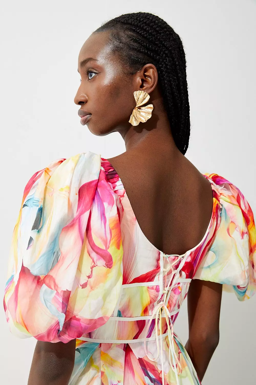 Ombre Floral Silk Cotton Midi Dress | Karen Millen