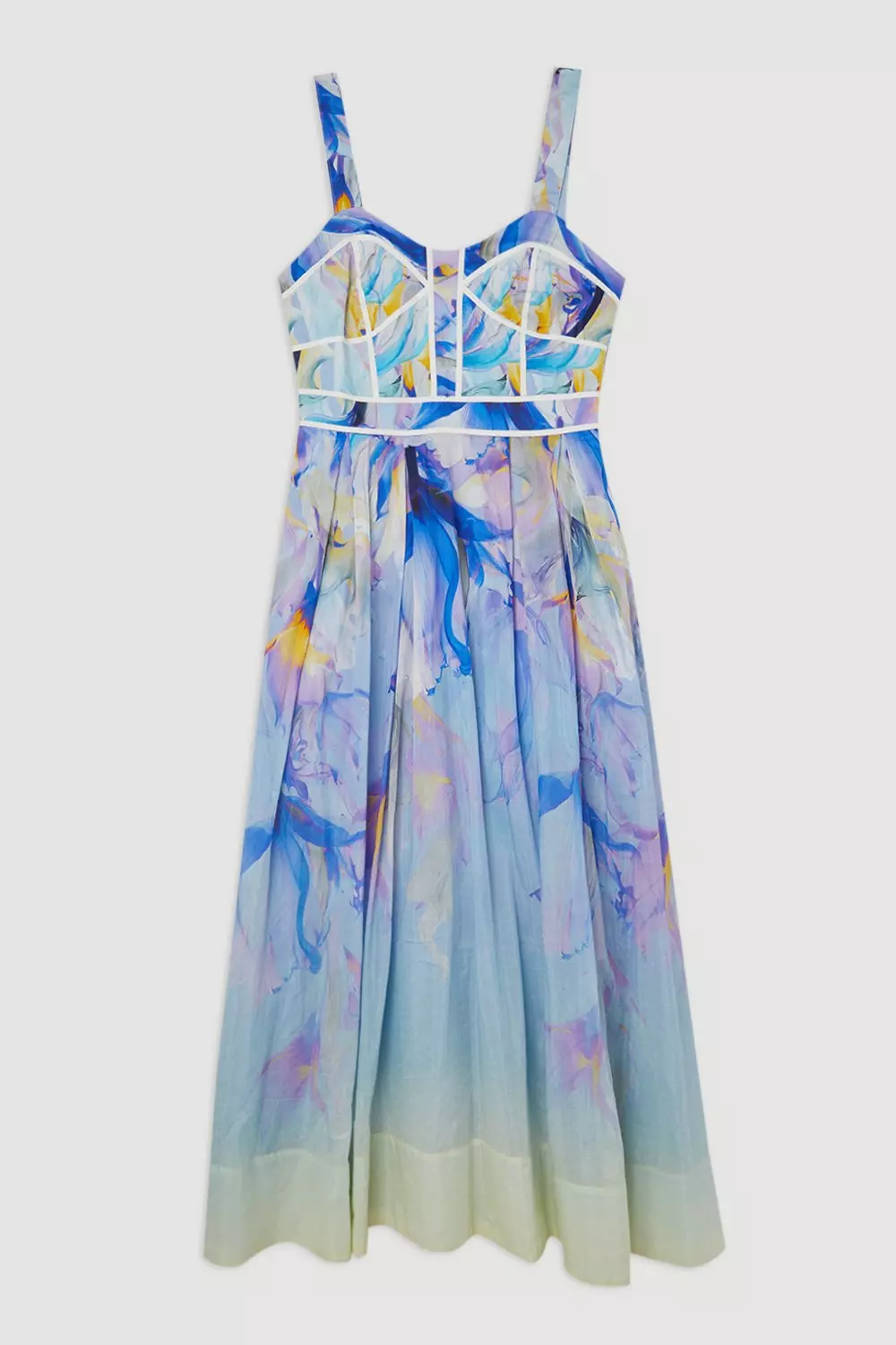 【Karen Millen】フローラルストライプ リボン タイネックドレス bkk17058_blue_xl?$