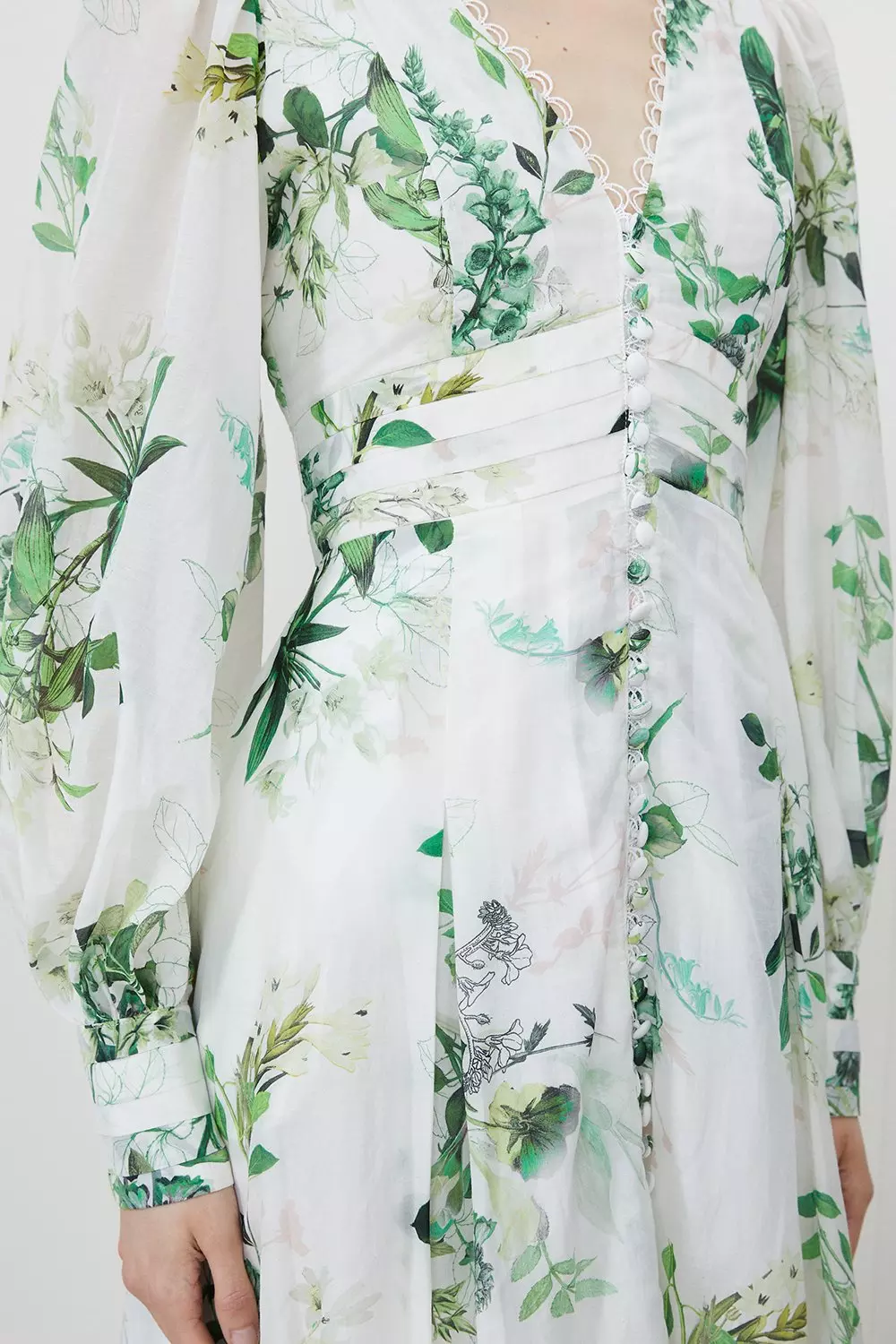 Silk Cotton Spring Floral Plunge Woven Maxi Dress | Karen Millen