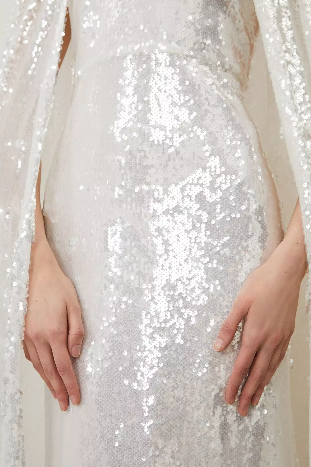 Sequin Rosette Cape Maxi Dress | Karen Millen