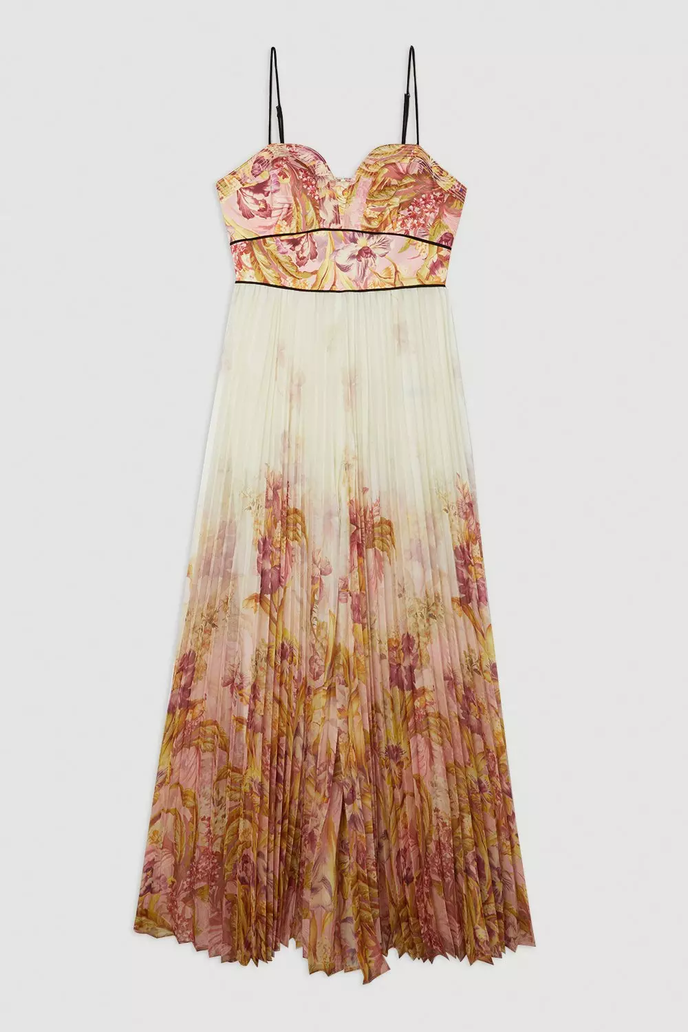 Border Floral And Satin Pleated Jumpsuit alternative image