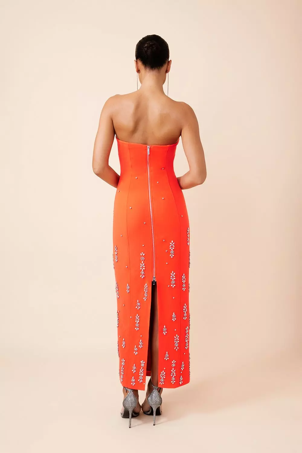 Crystal Embellished Bandeau Midi Dress | Karen Millen