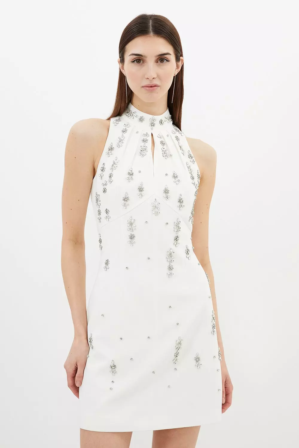 Crystal Embellished Mini Halter Dress Karen Millen