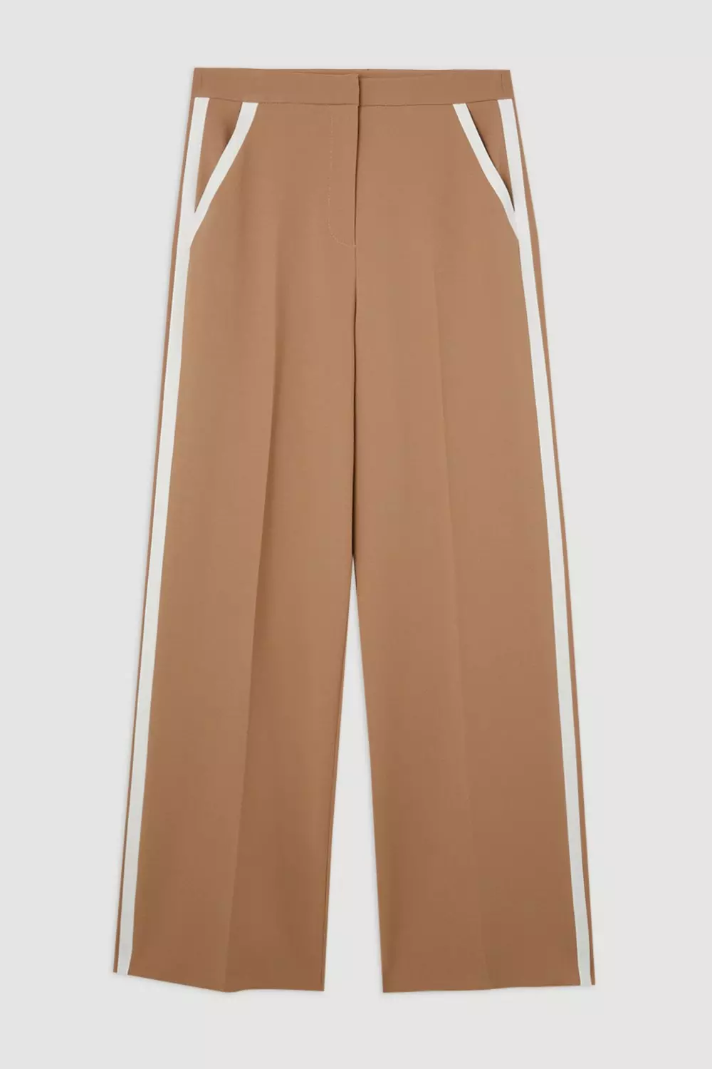Compact Stretch Contrast Panel Wide Leg Dress Pants | Karen