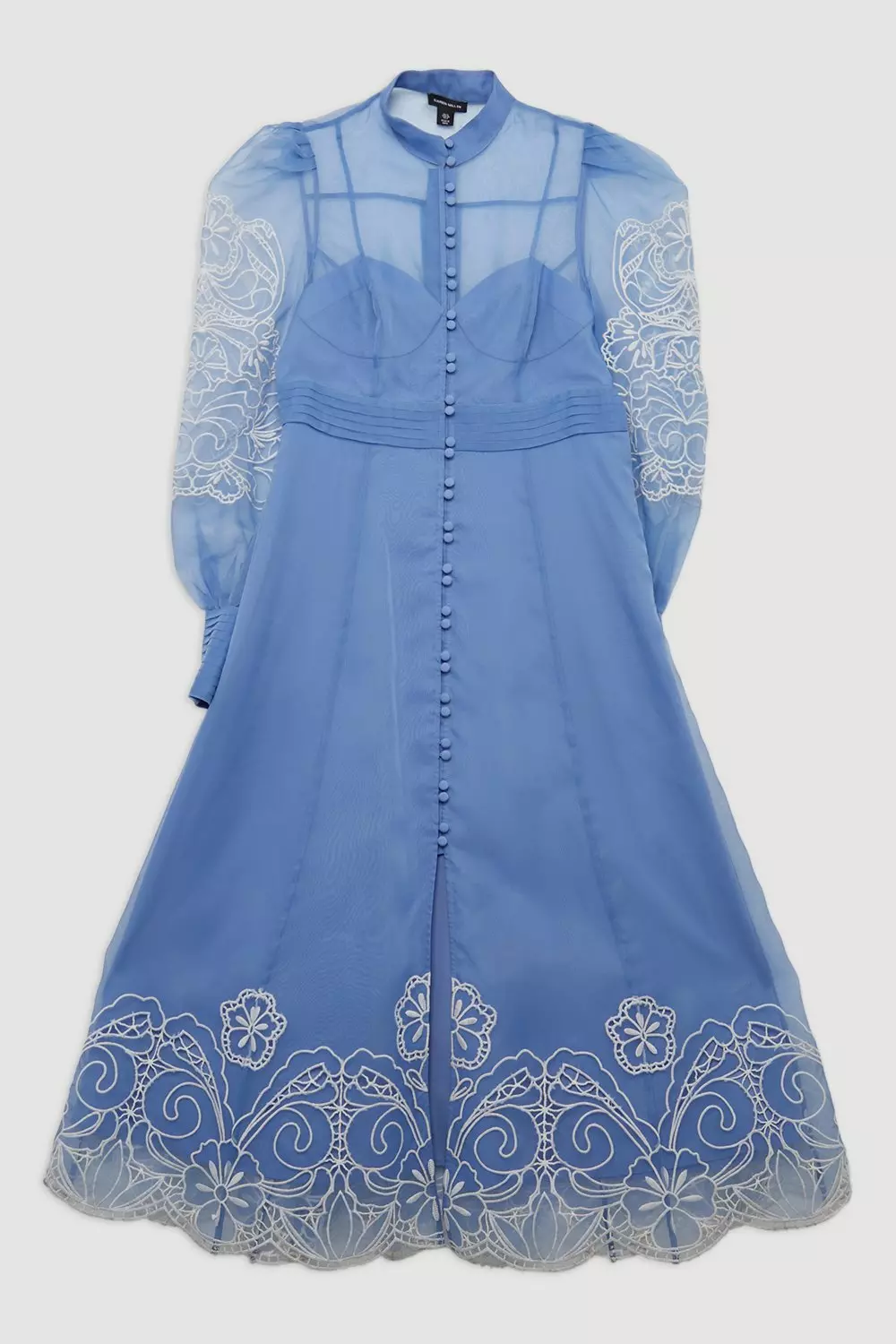 Embroidered Floral Woven Button Up Maxi Dress | Karen Millen