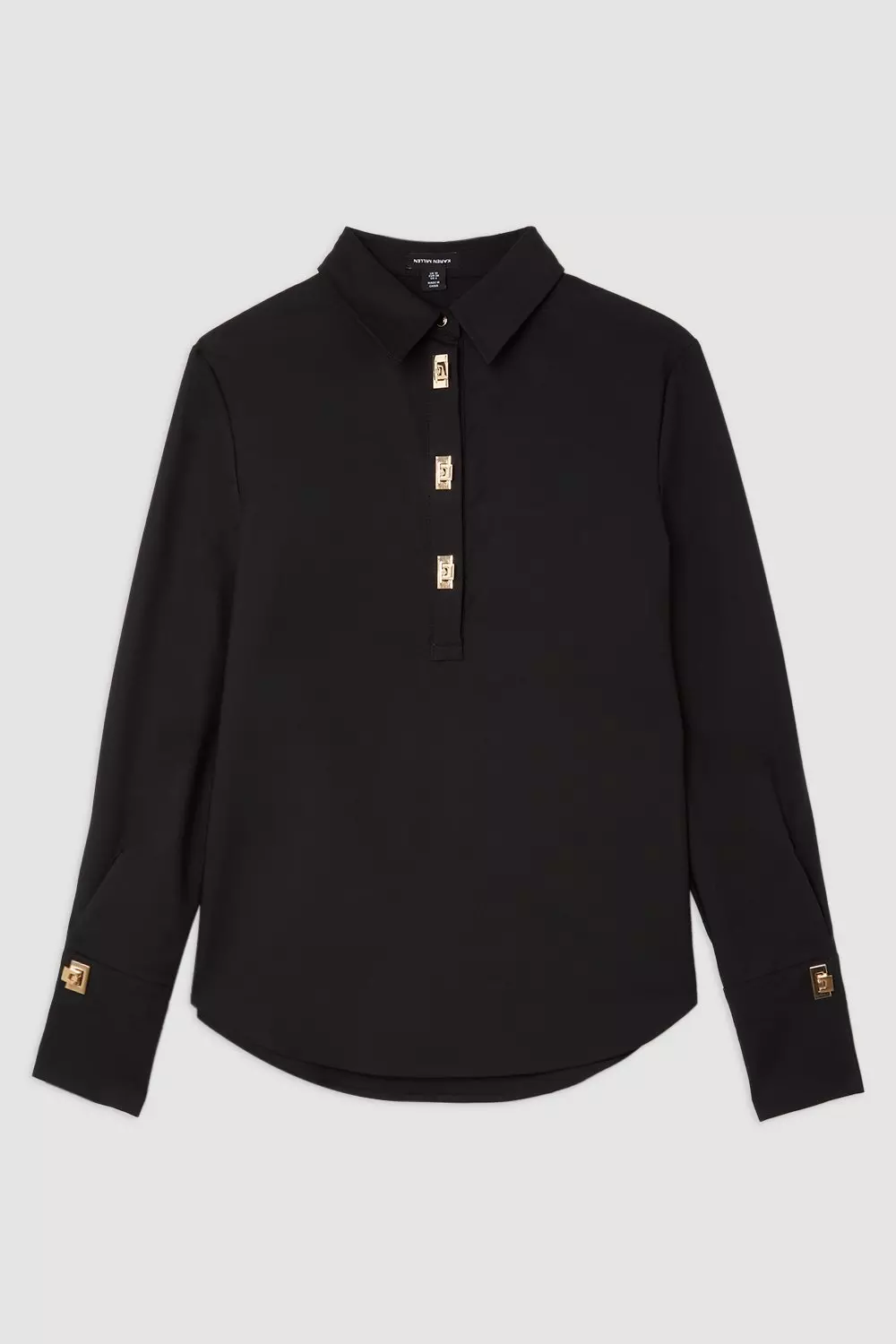 Techno Cotton Woven Shirt With Gold Clasp | Karen Millen