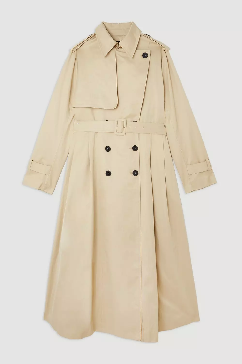 Camel Full Skirt Maxi Trench Coat alternative image
