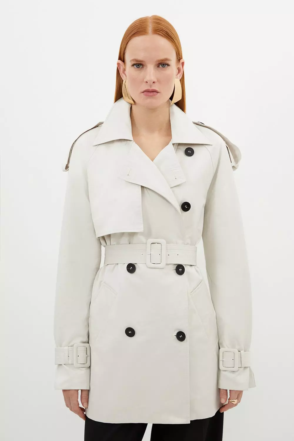 Short belted trench coat on sale