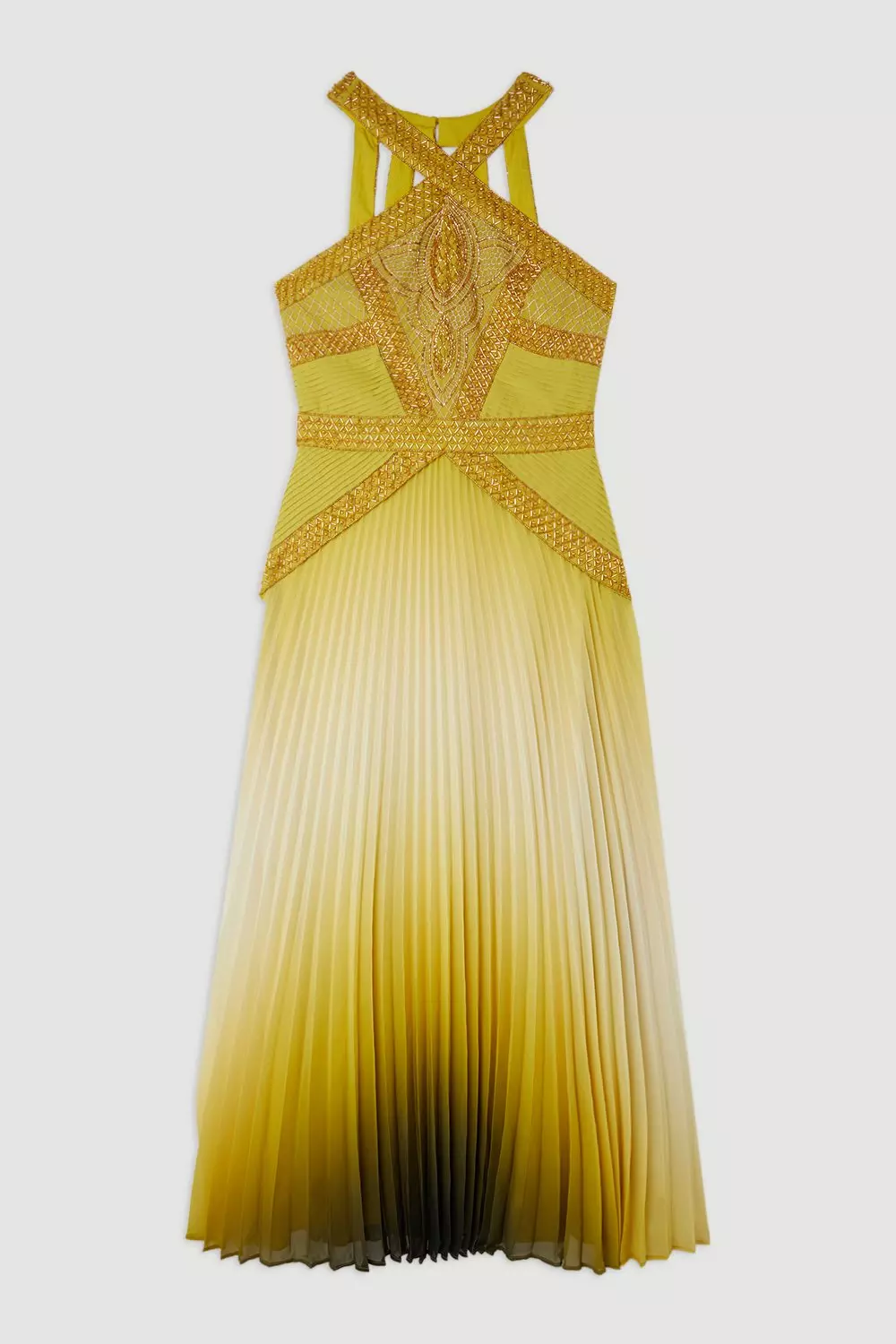 Geo Embellished Ombre Pleated Woven Maxi Dress | Karen Millen