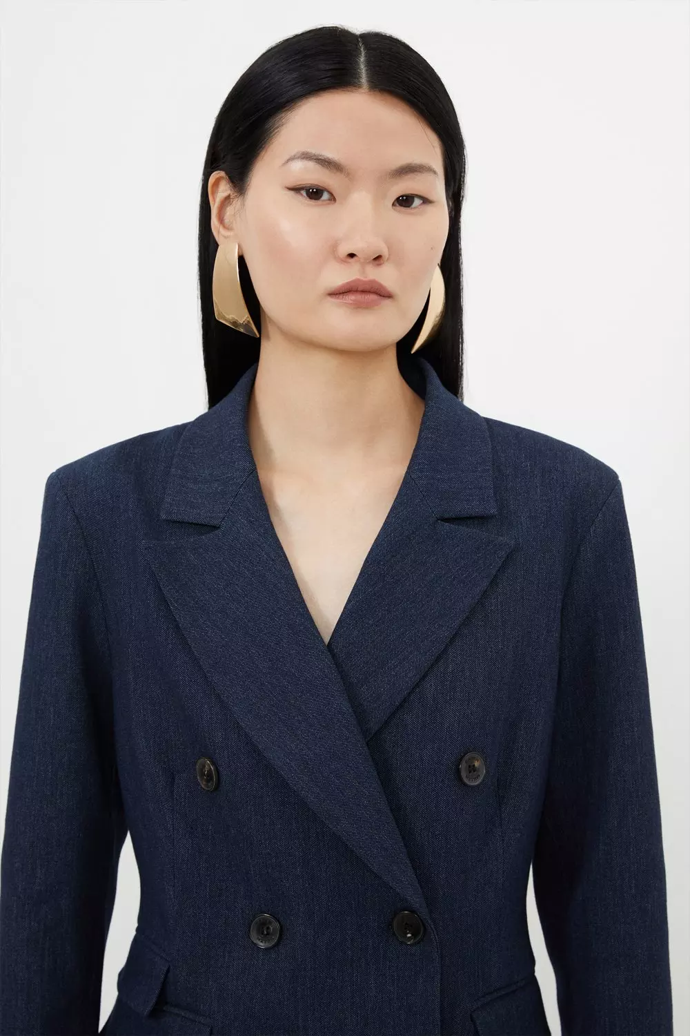 Tailored Denim Double Breasted Blazer Karen Millen