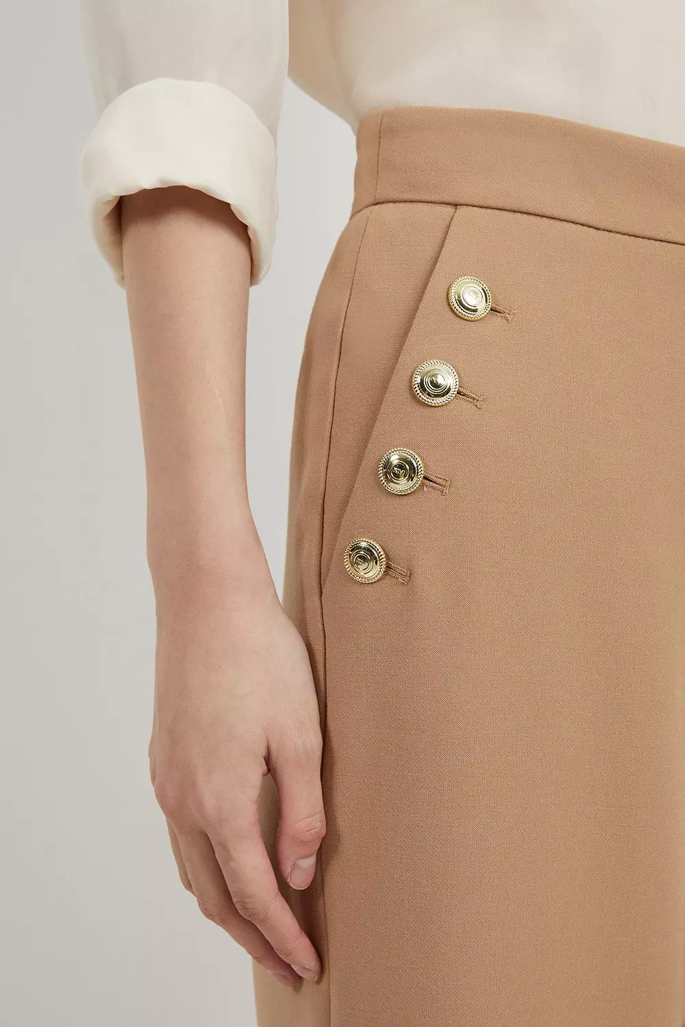 【KAREN MILLEN】テイラード ビスコース リネン ワイド パンツ Petite Linen Darted Wide Leg Pants | Karen Millen