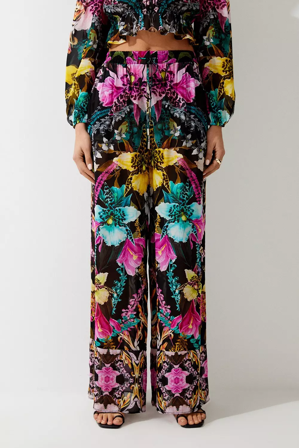 Multi Mirrored Tropical Viscose Georgette Beach Pants alternative image