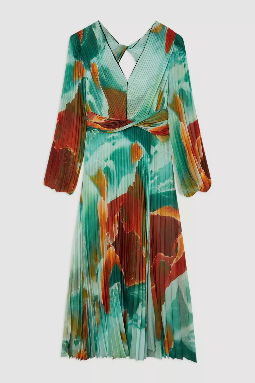 Abstract Printed Soft Pleated Woven Maxi Dress Karen Millen